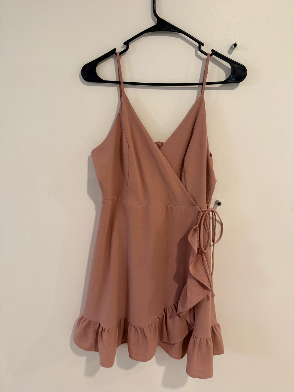 Altar'd State Dusty Mauve Wrap Dress with Ruffle Tie